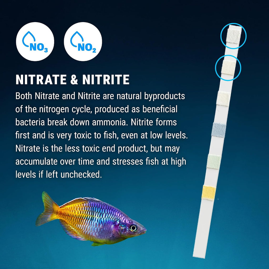 Fritz 6 in 1 Aquarium Test Strips - Monitor Nitrates, Nitrites, Water Hardness, Chlorine, Alkalinity and pH Level