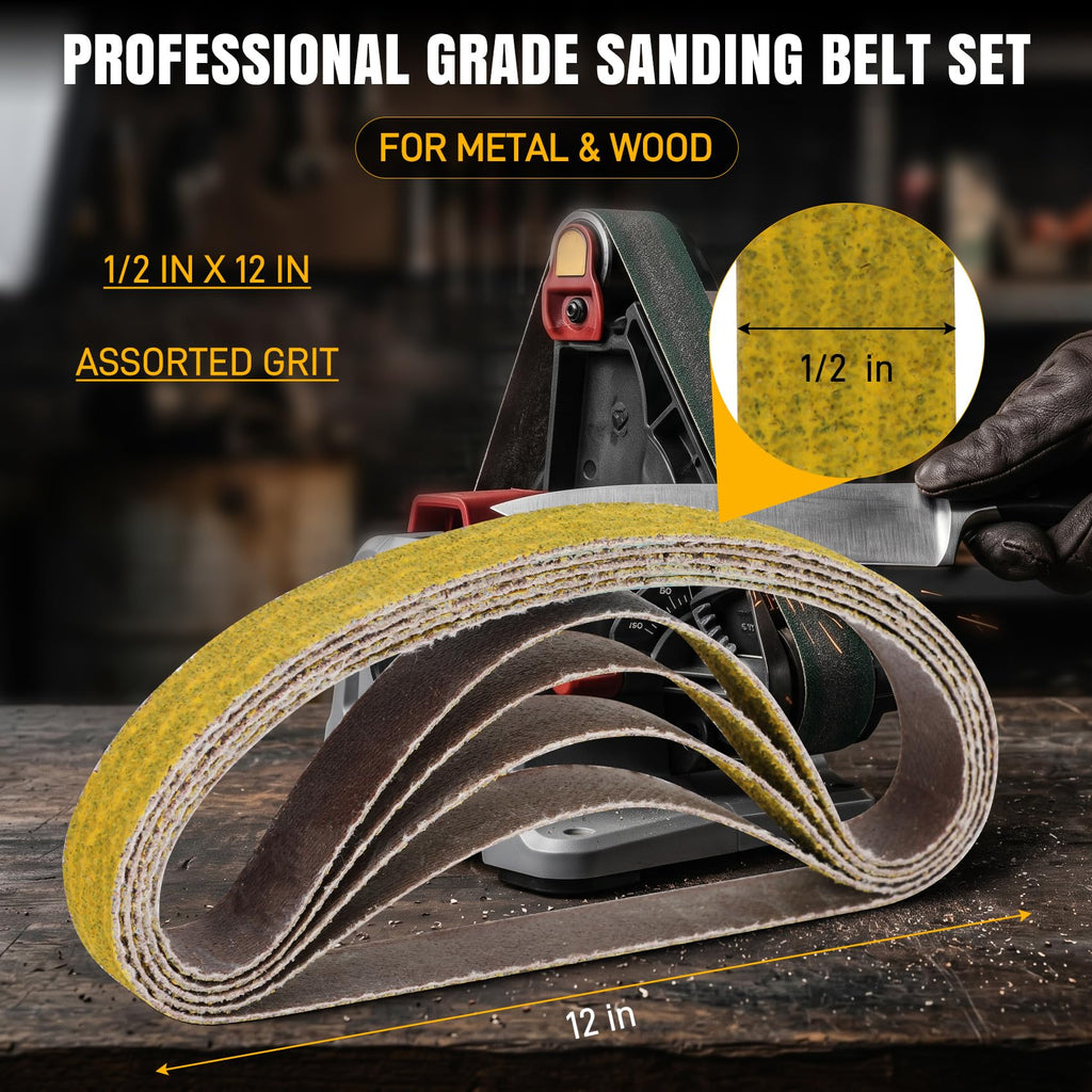 90 Pcs 1/2" x 12" Replacement Sharpening Belt Kit