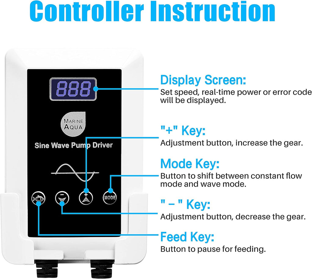 dc-9000 Silent Swirl Controllable DC aquarium Pump 60W 2377GPH marine wavemaker 24V return pump with sine wave