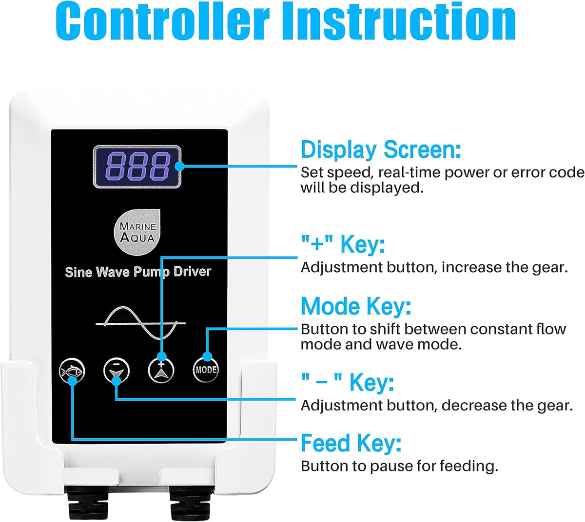 dc-12000 Controllable DC aquarium Pump 80W 3100GPH-marine wavemaker return pump with sine wave Controller for