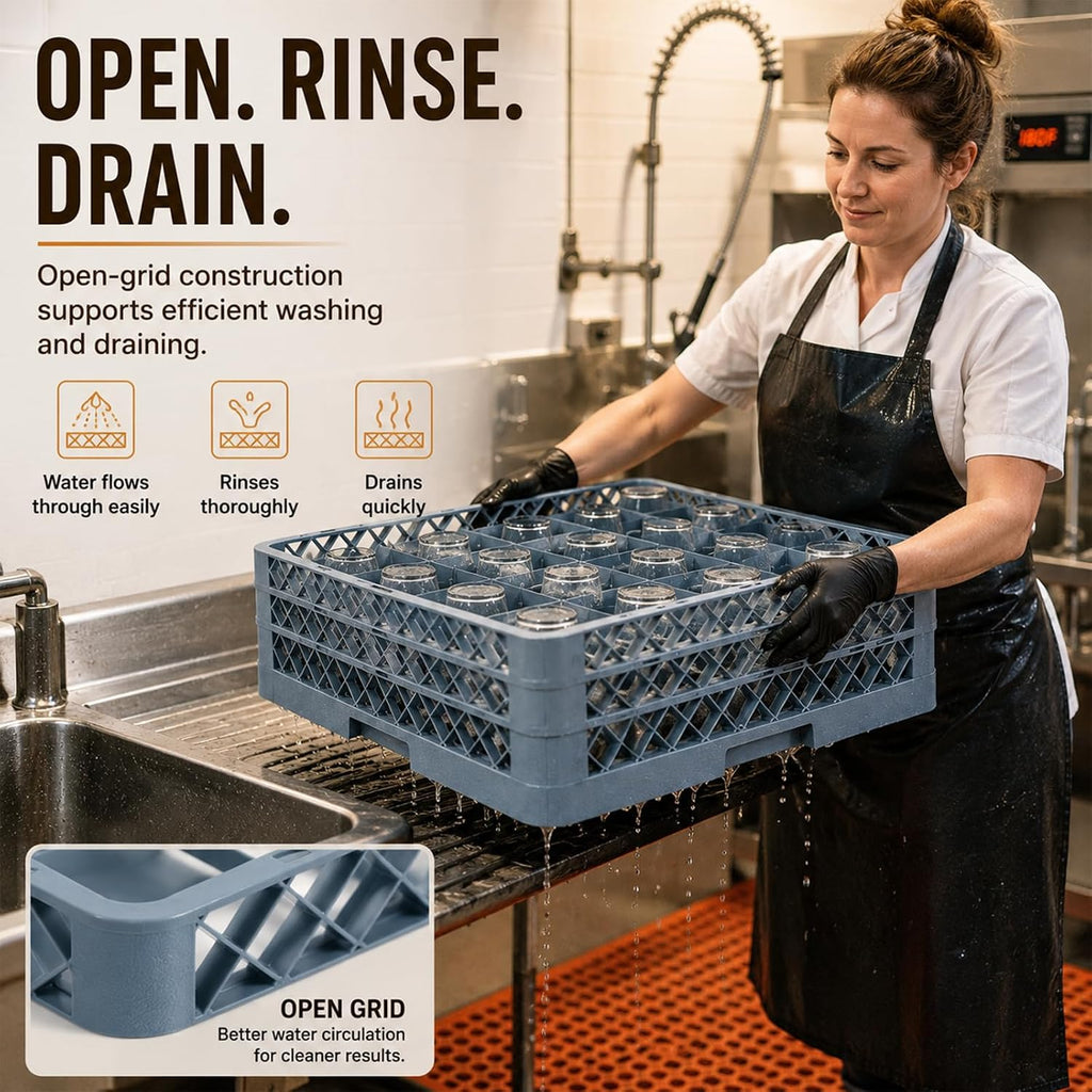 Commercial Glass Rack, 3 Pack 25 Compartment Dishwasher Rack