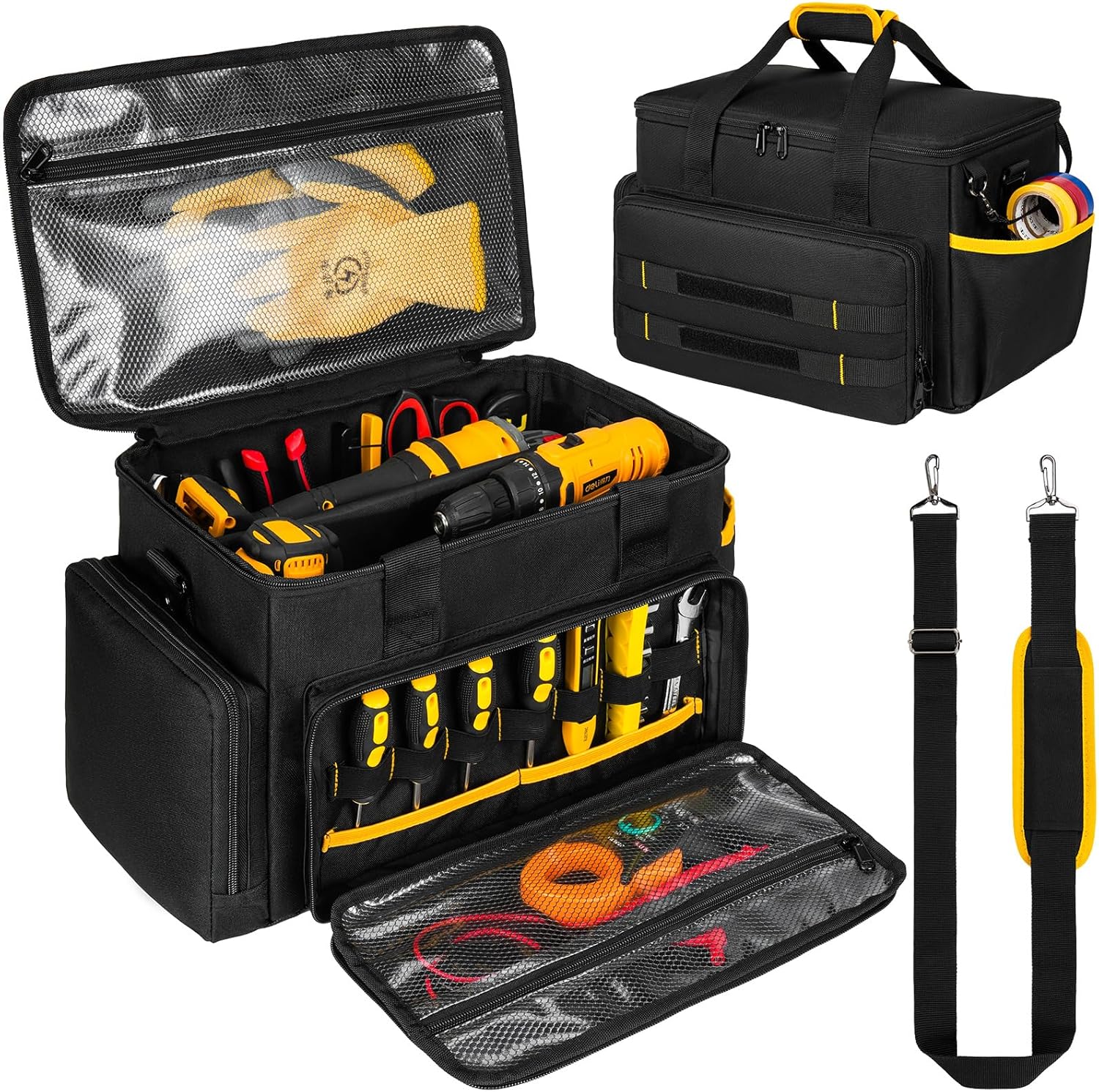 Tool Bag 15 Inch,Heavy Duty Tool Organizer,Tactical Range Tool Tote,30 Pockets & Anti-Friction