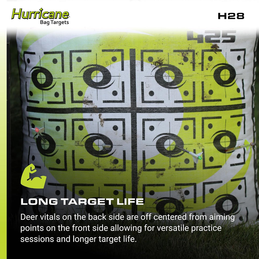2-Sided High-Velocity Archery Bag Target, High-Visibility Aiming Points, Off-Center Deer Vitals on Back, Heavy-Duty