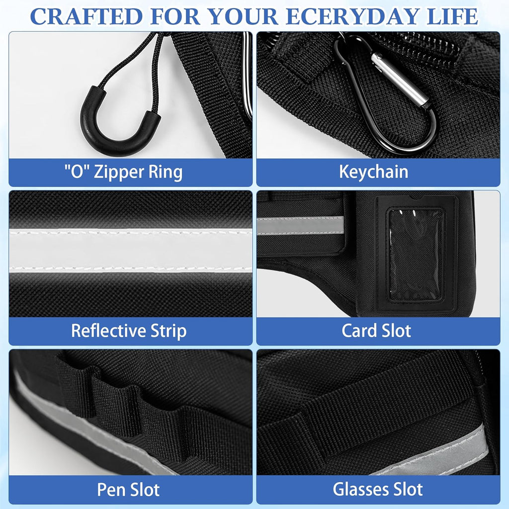 Wheelchair Side Bag with Cup Holder Reflective Strip Multi Pockets, Wheelchair Armrest Storage Pouch Pen Loop