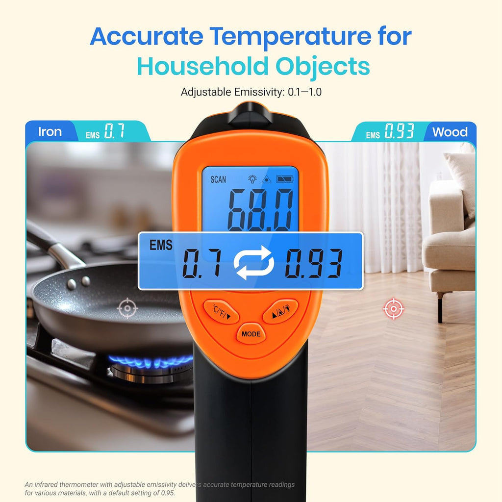 Infrared Thermometer Laser Temperature Gun 774, Orange