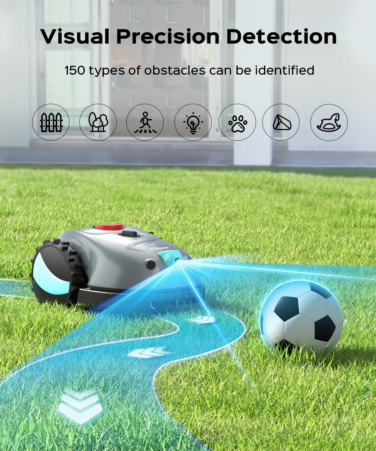 V100 Robotic Lawn Mower – Visual Navigation & Smart Obstacle Avoidance, Adjustable Cutting Height 0.8–2.4 in