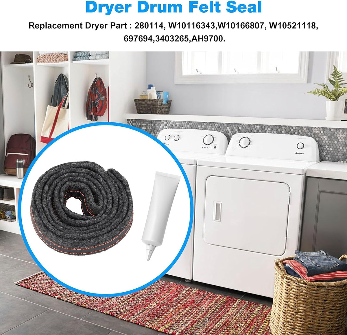 280114 -WP280114 Replacement Whirlpool Dryer Drum Felt Seal