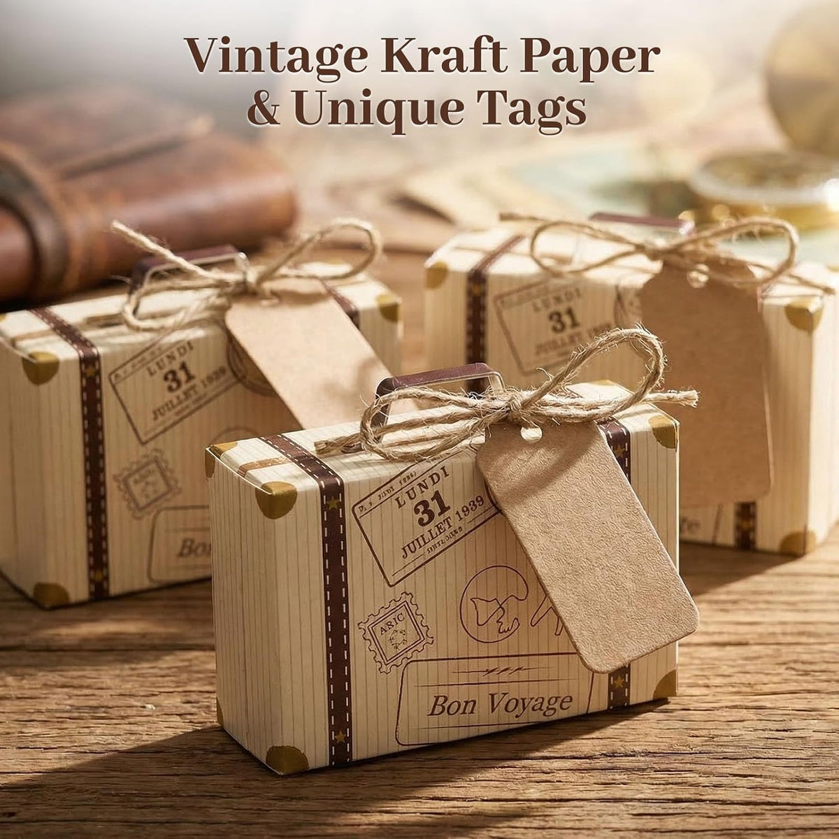 50 PCS Mini Suitcase Party Favor Box, 3x2x1.2 Small Gift Box