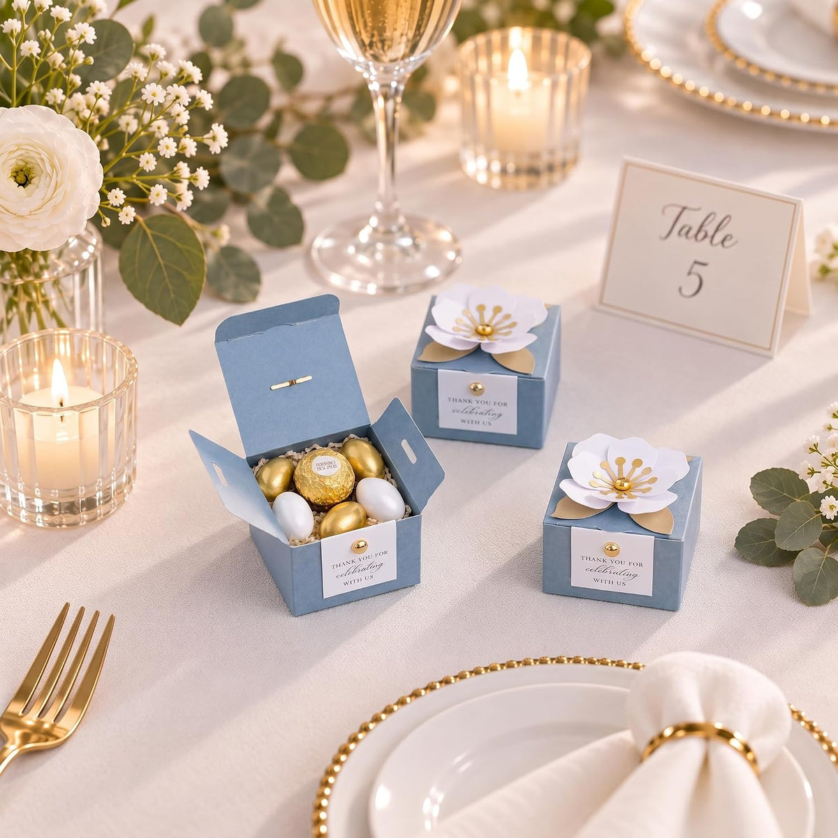 20 PCS Small Favor Boxes, Dusty Blue Candy Boxes 2.55x2.55x1.77