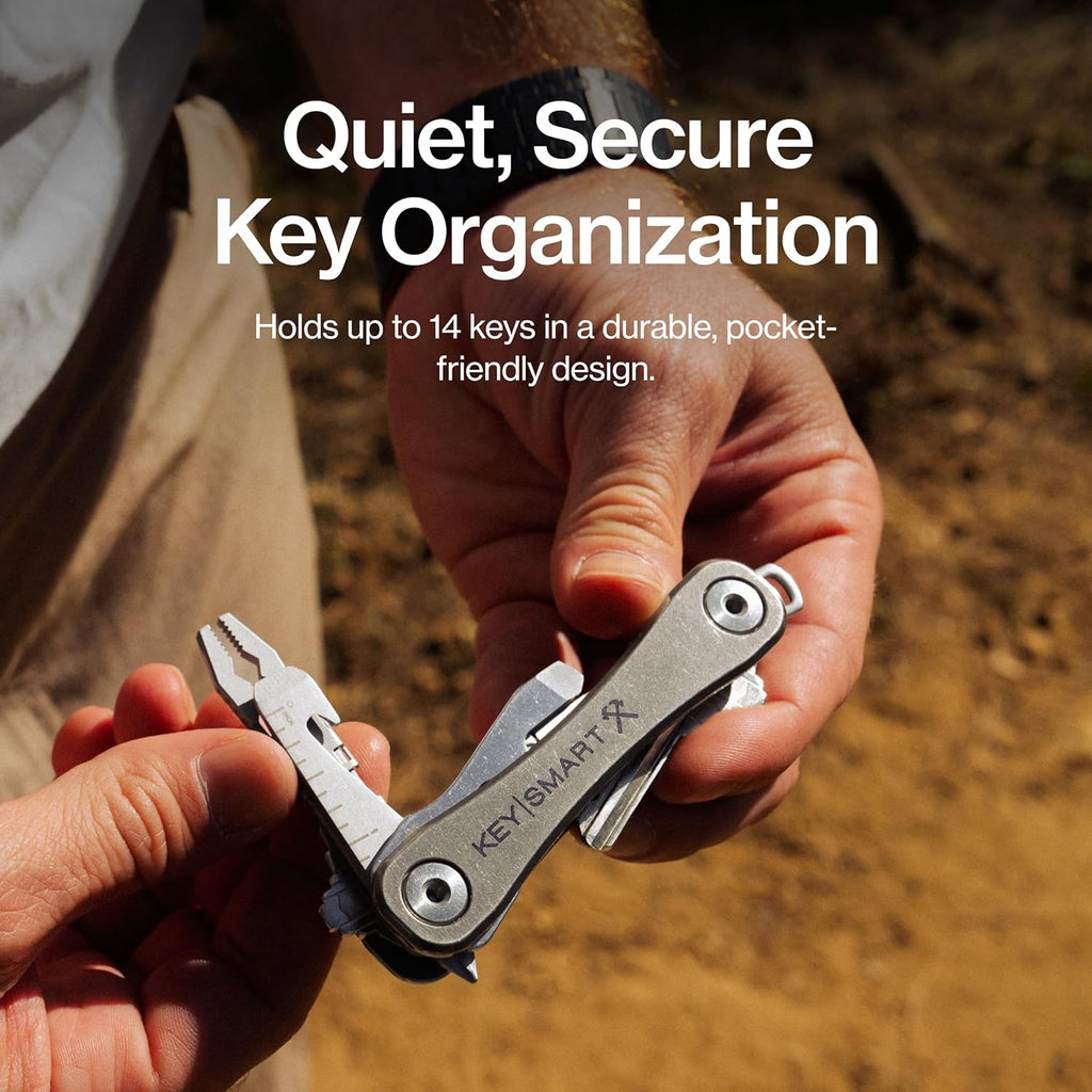 KeySmart Rugged Keychain Multitool Key Holder, Up to 14 Keys | Key Organizer for EDC. Expandable, Durable Build