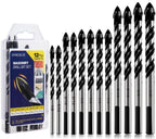 12-Piece Masonry Drill Bit Set and Concrete Drill Bit Set | Carbide Tile Drill Bits and Brick Drill Bit, 7 Sizes 1/8