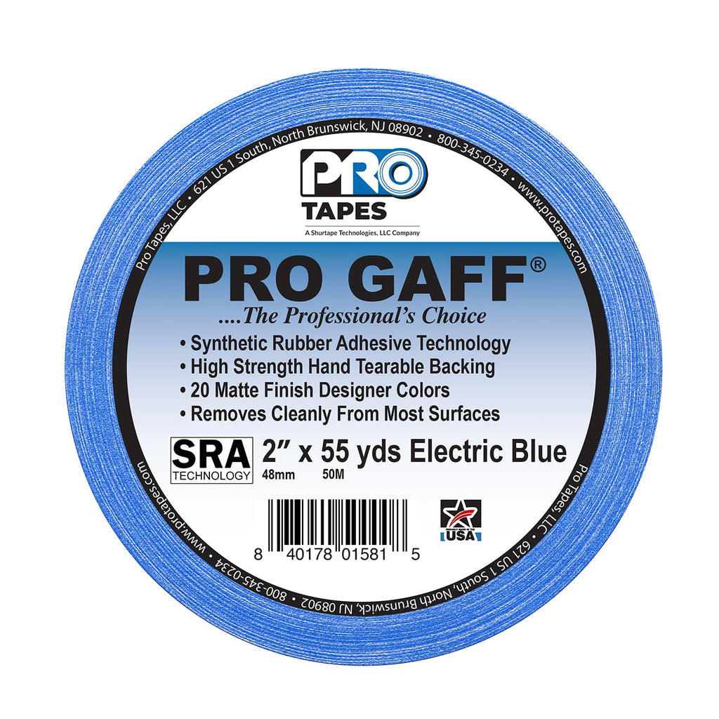 ProTapes Gaff Premium Matte Cloth Gaffer's Tape with Rubber Adhesive, 11 mils Thick, 55 yds Length, 2" Width