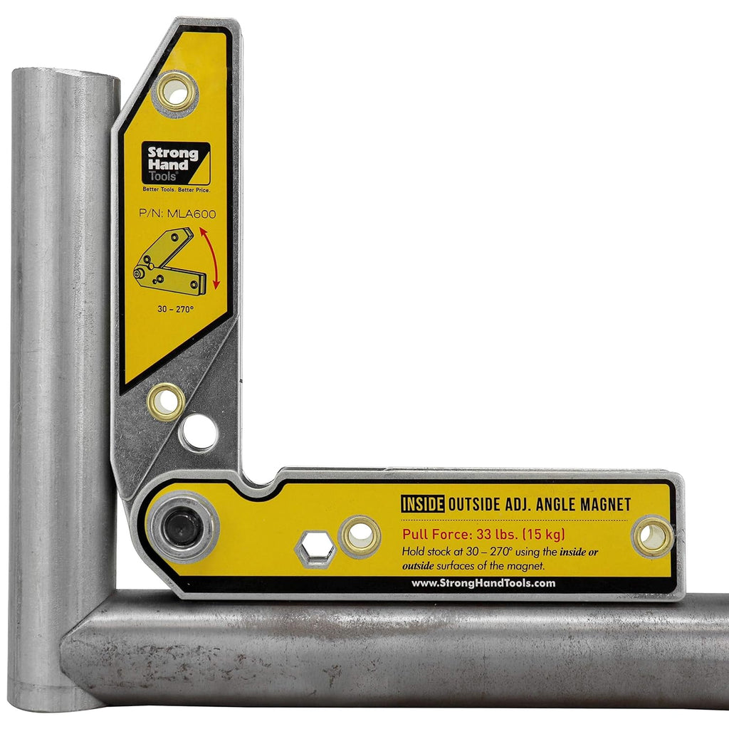 MLA600 Adjustable Angle Magnetic Welding Square, Inside/Outside Magnets, Angle Setting Pin, Magnetic Pull Force 33