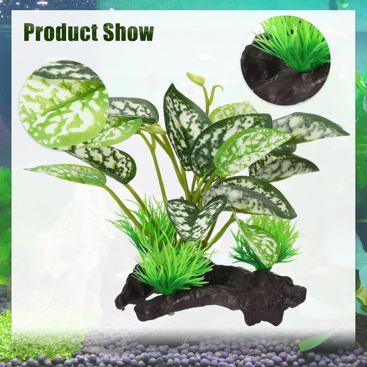 Silk Aquarium Plastic Plants Fish Tank Decor Driftwood for Fish Green 5pcs
