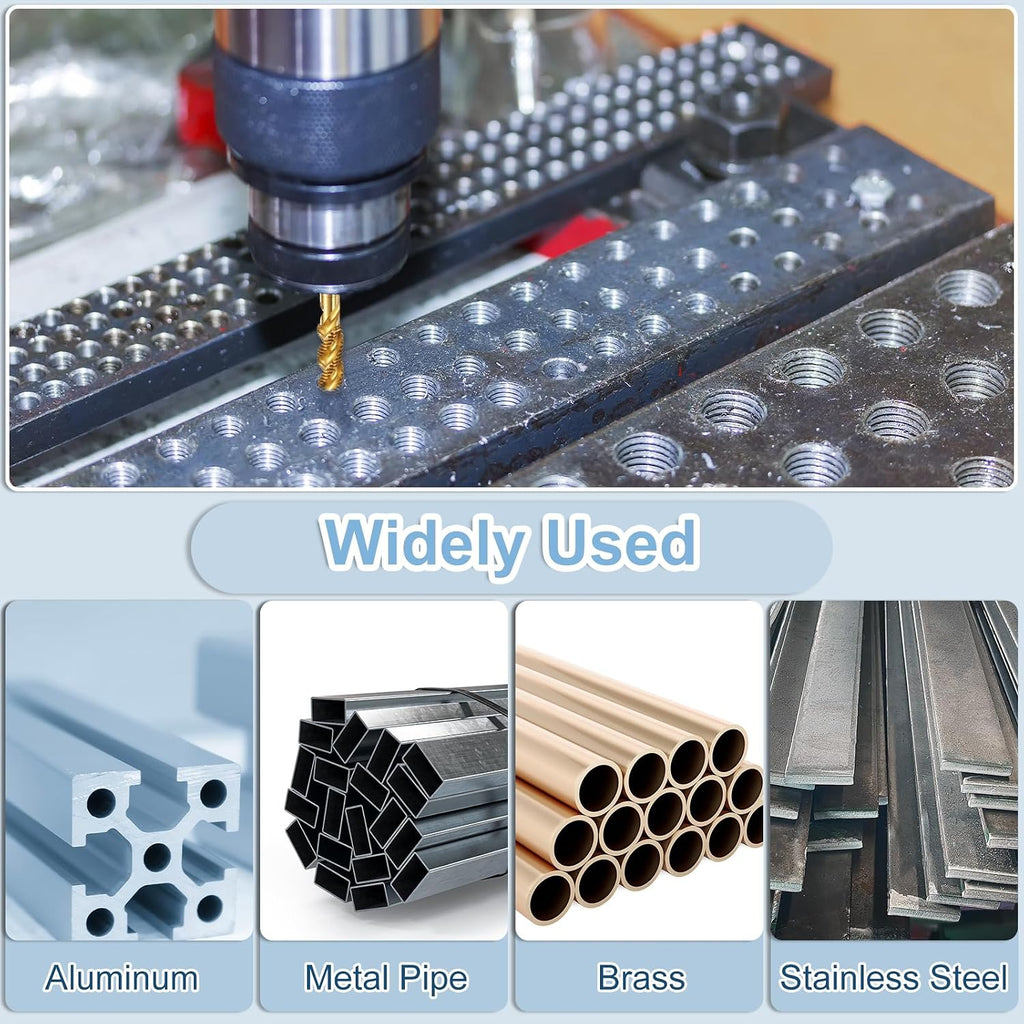 uxcell Spiral Flute Taps, 3/4-10 UNC 2B High Speed Steel (HSS) Titanium Coating Machine Thread Milling Threading Screw Tap Tapping Tool, 2pcs