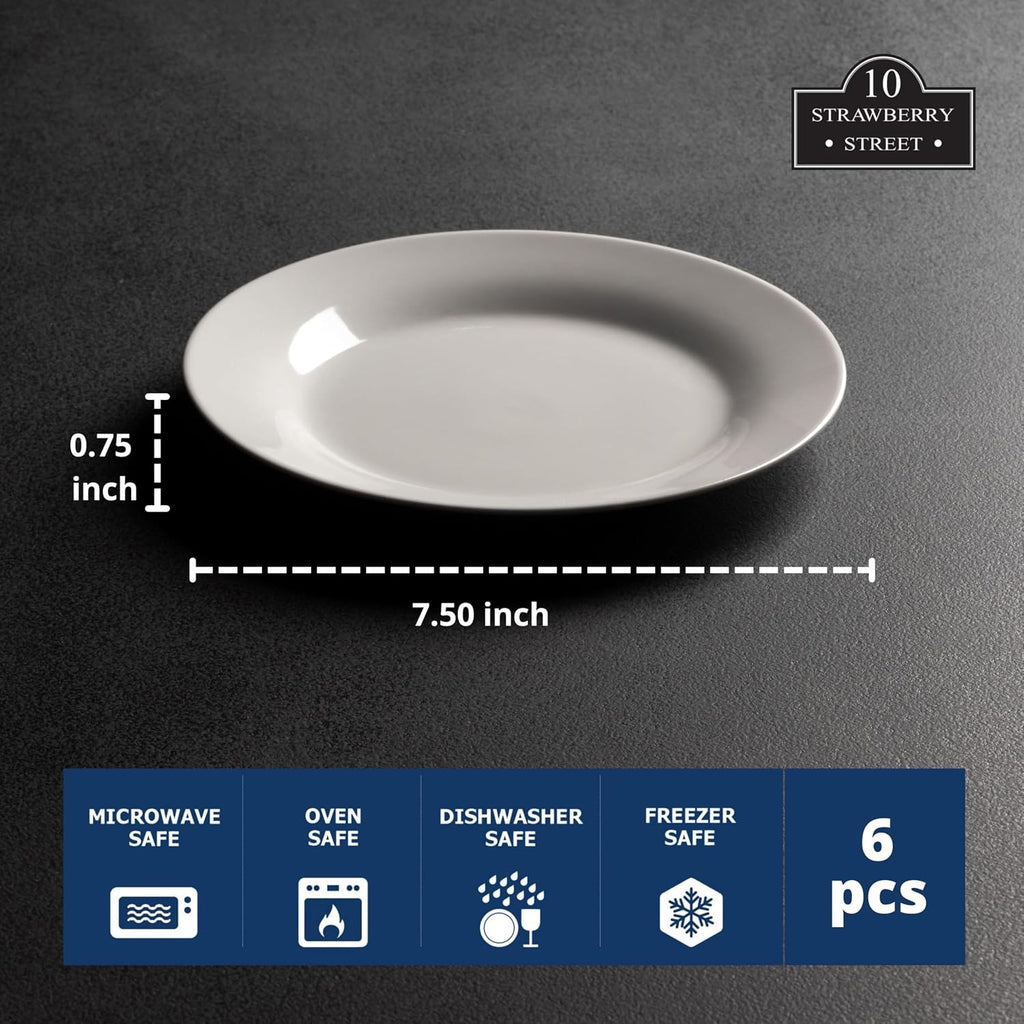 Simply White 7.5" Round Salad Plate, Set of 6
