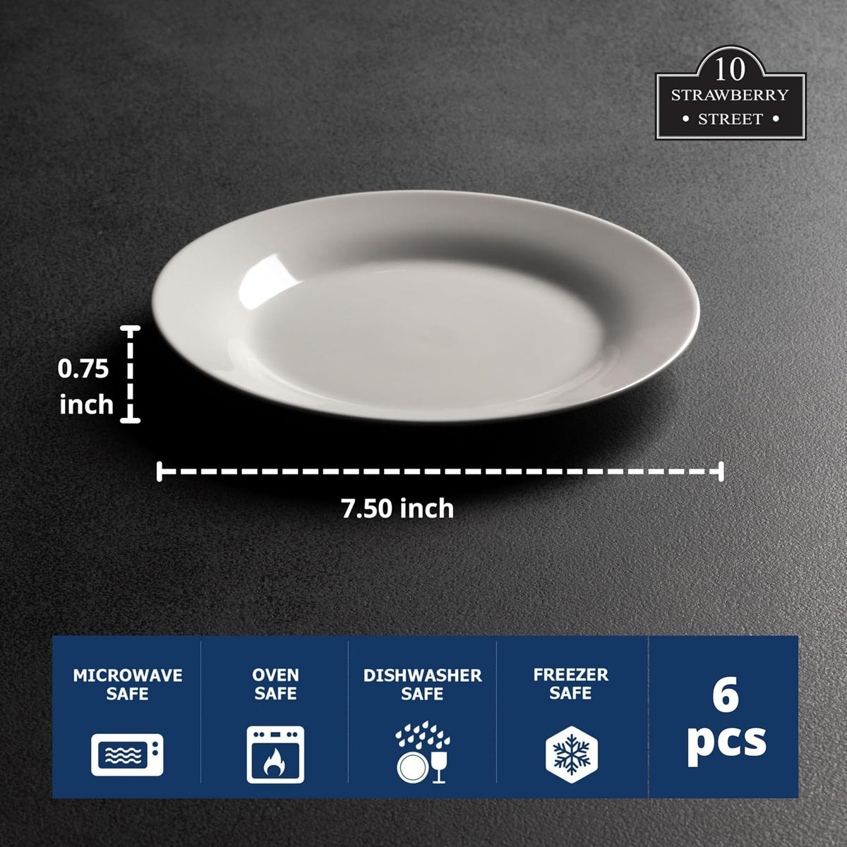 Simply White 7.5" Round Salad Plate, Set of 6