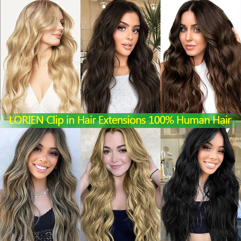 Clip in Hair Extensions Real Human Hair, 18 Inch 100g/3.6oz, 1B Natural Black, Clip in 100% Brazilian Remy Human Hair