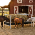 98 Gallon Hay Feeder, Anti-Waste Goat Feeder with Rubber Trough for Farms | Stainless steel feeder uses a hay rack