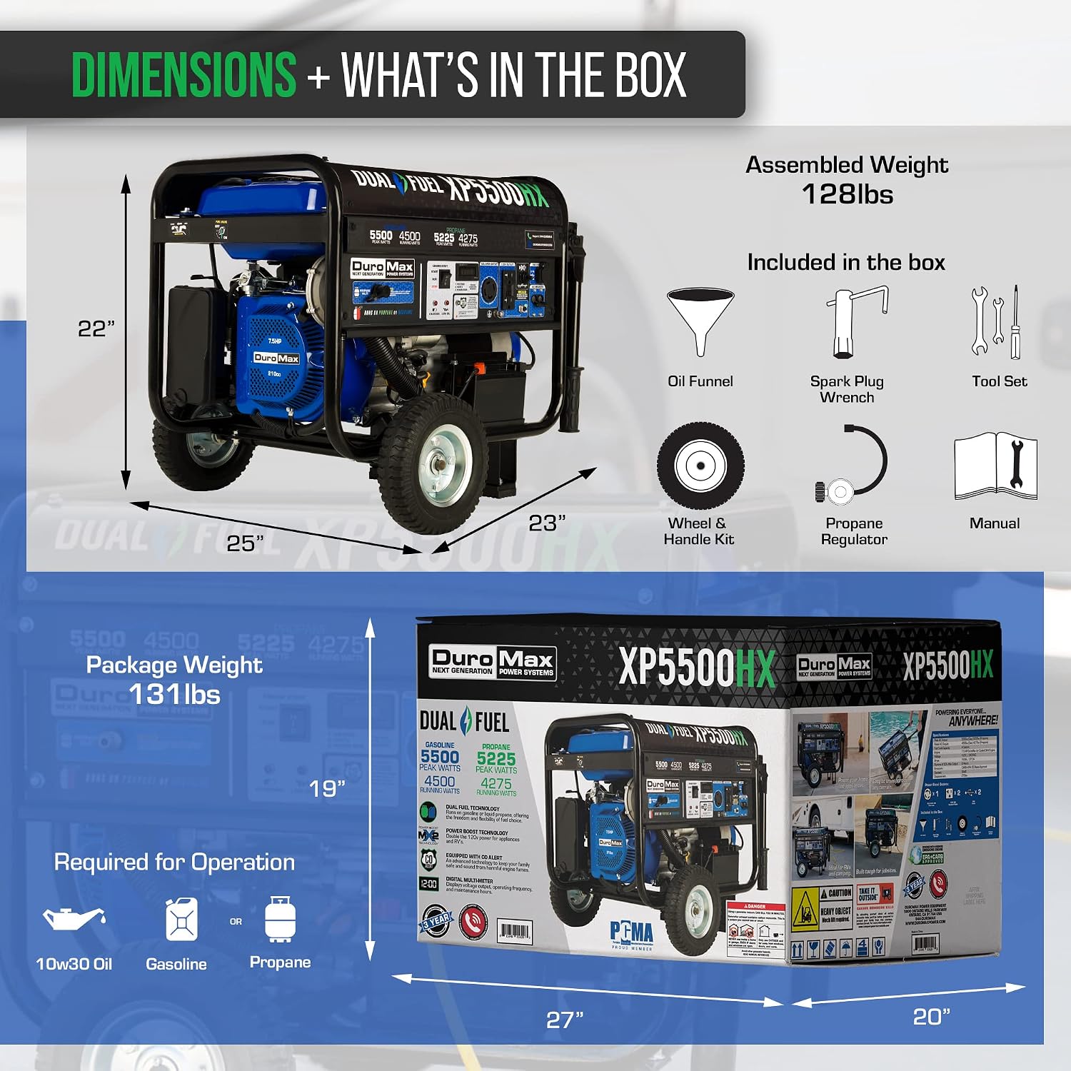 XP5500HX 5,500-Watt Dual Fuel Portable Generator - Gas & Propane, Electric Start, RV & Emergency Ready