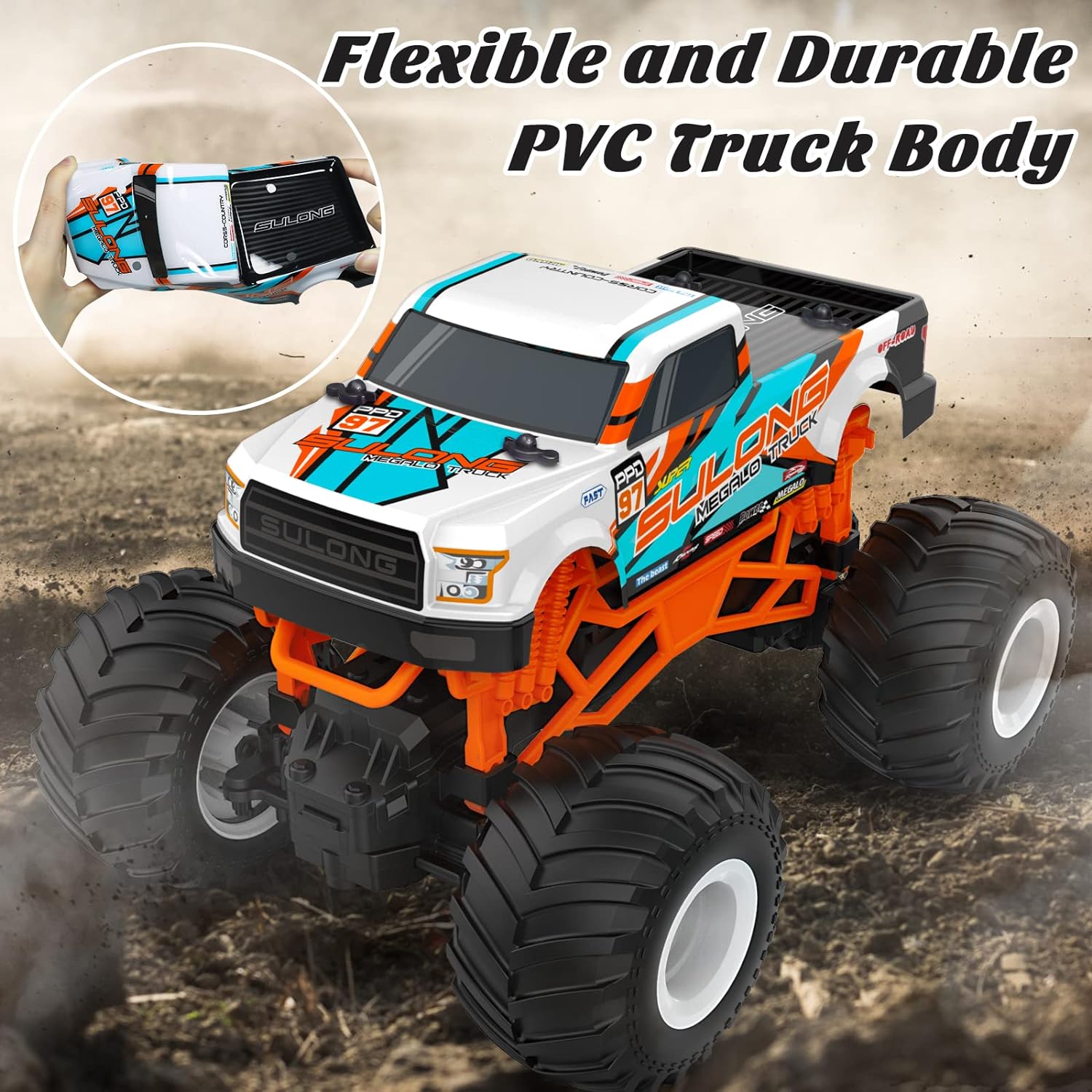 Remote Control Car, 1:16 Scale RC Monster Truck for Boys, 2.4 GHz All Terrain RC Cars for Boys Girls 4-7 8-12, 20
