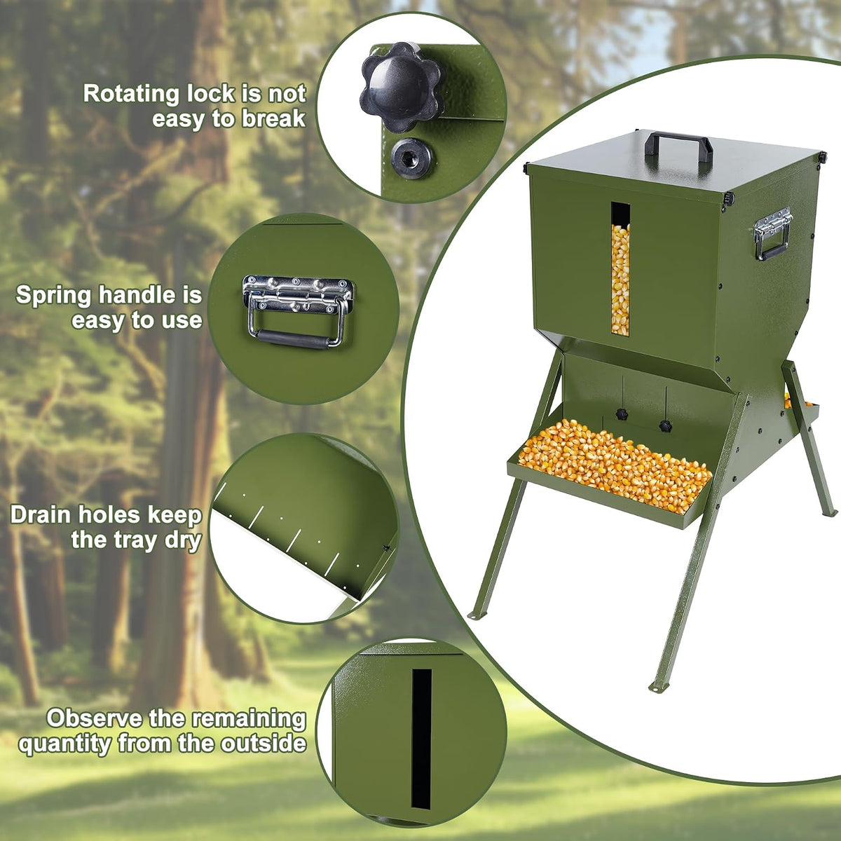 Deer Feeder,150LB Large Metal Gravity Feeder,Hunting Game Feeder