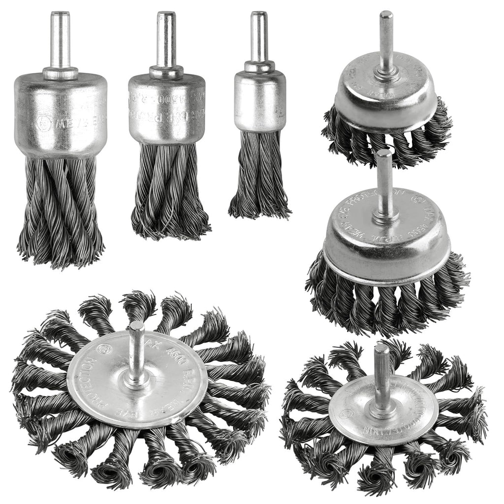 7 Pack Twist Knot Wire Wheel Brush Crimped Cup