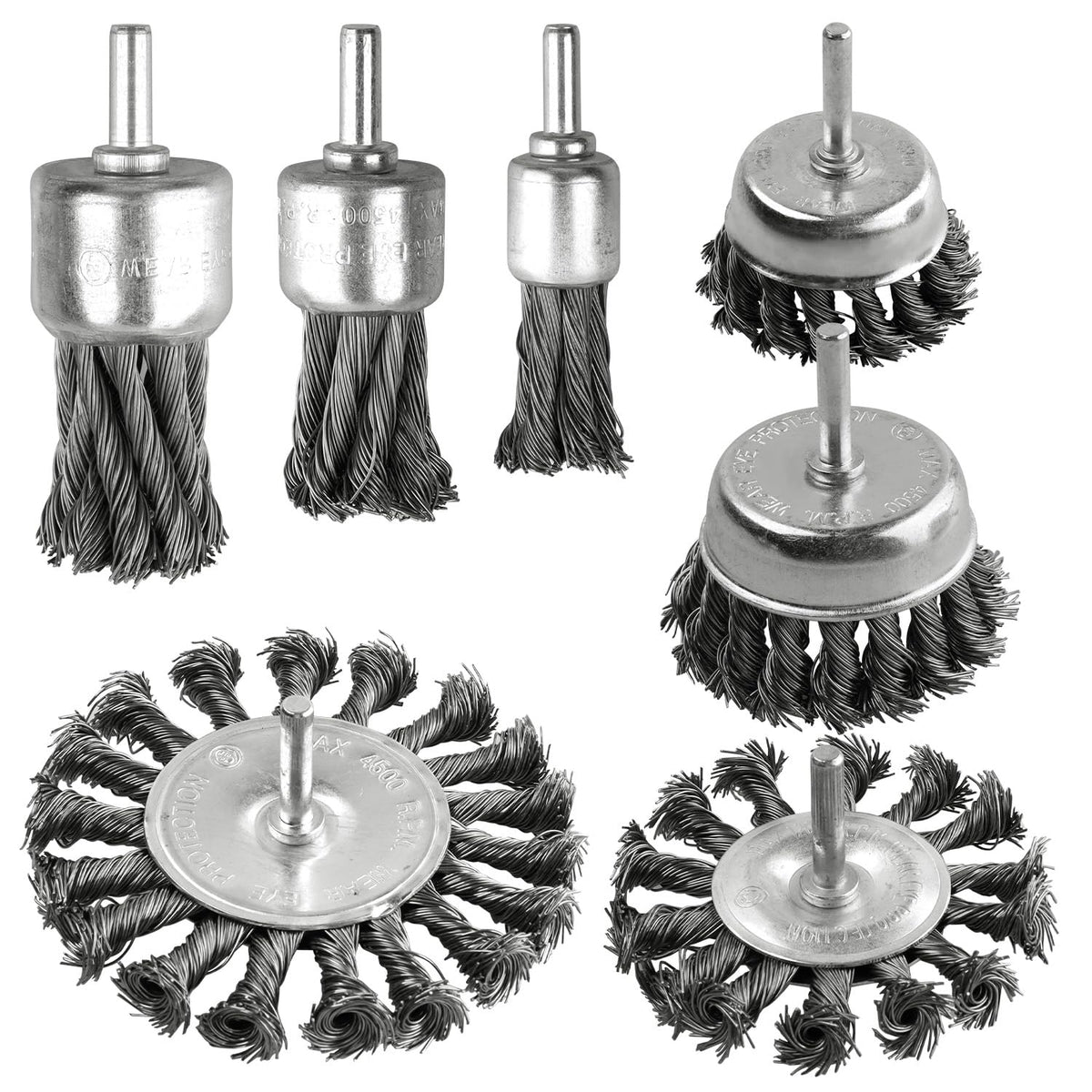 7 Pack Twist Knot Wire Wheel Brush Crimped Cup