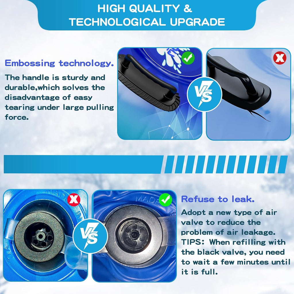 Snow Tube, WOLKEK 2 Pack 40" Inflatable Snow Sled for Kids and Adult, Thickened Heavy Duty Hard Bottom Sleds for Snow