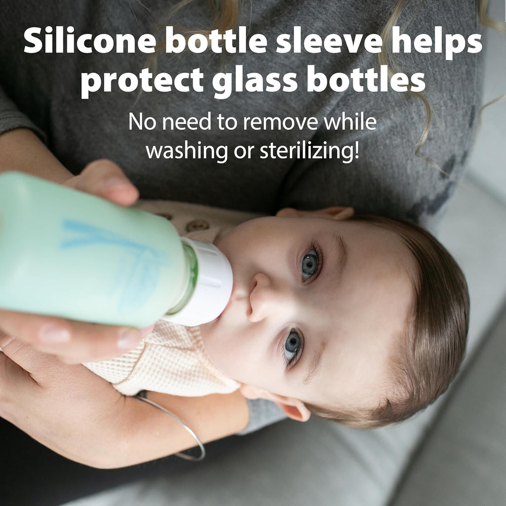 Anti-Colic Options+ Narrow Glass Baby Bottle with Level 1 Slow Flow Nipple, BPA-Free, 4 oz/120mL, 0m+, 2-Pack