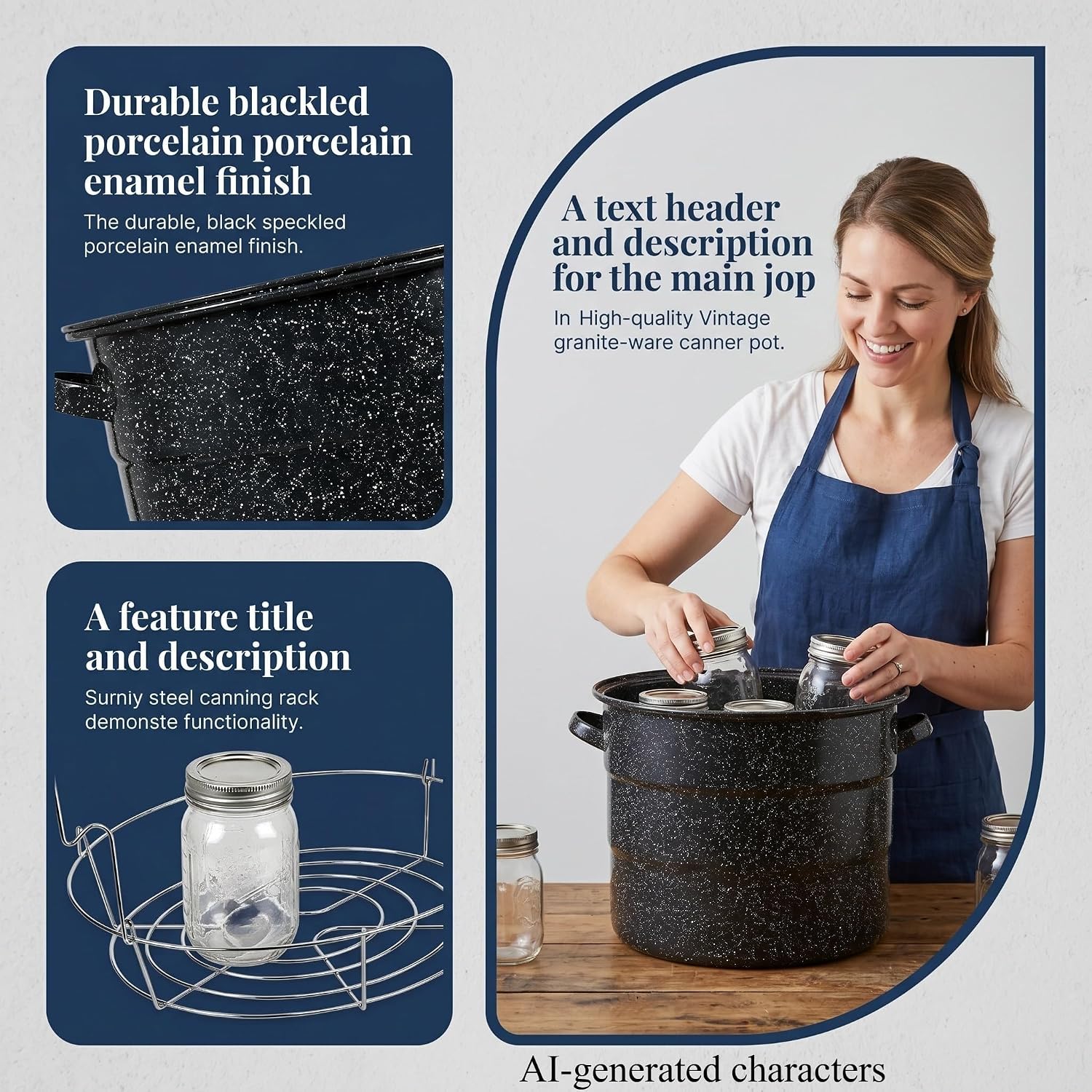 Water Bath Canner with Can Rack 21.5 Quart, Black, WYT-57