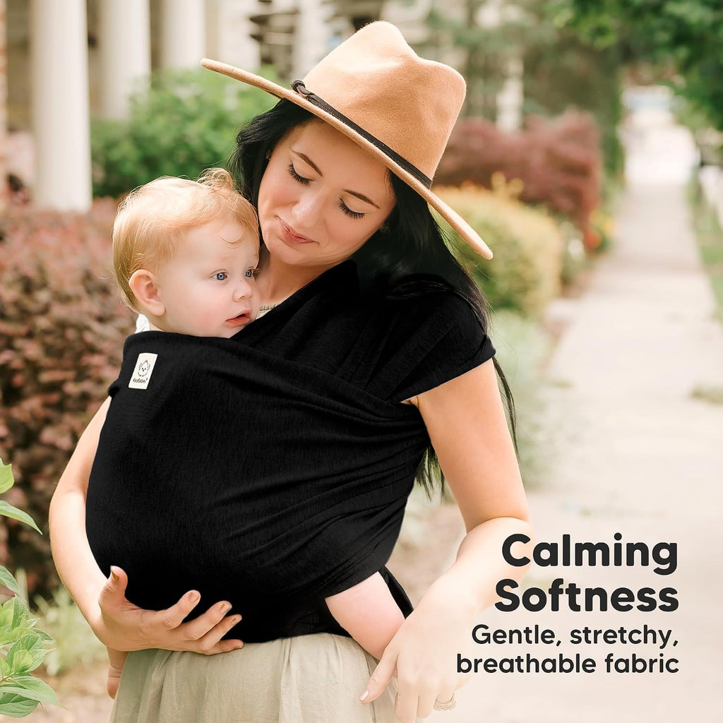 Baby Wrap Carrier, All in 1 Original Baby Carrier (Trendy Black) | Newborn to Toddler Sling, Easy to Wear, Hands Free