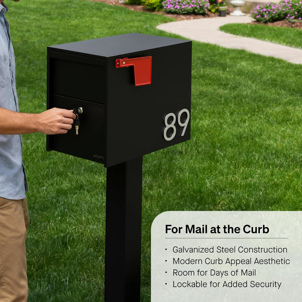 Lockable Post Mount Mailboxes for Outside - Large Anti-Theft Locking Mailbox for Packages and Letters - Weatherproof