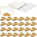 24 Pcs Place Card Holders for Wedding Party Tables | gold wood place card holders include 24 name cards and adhesive
