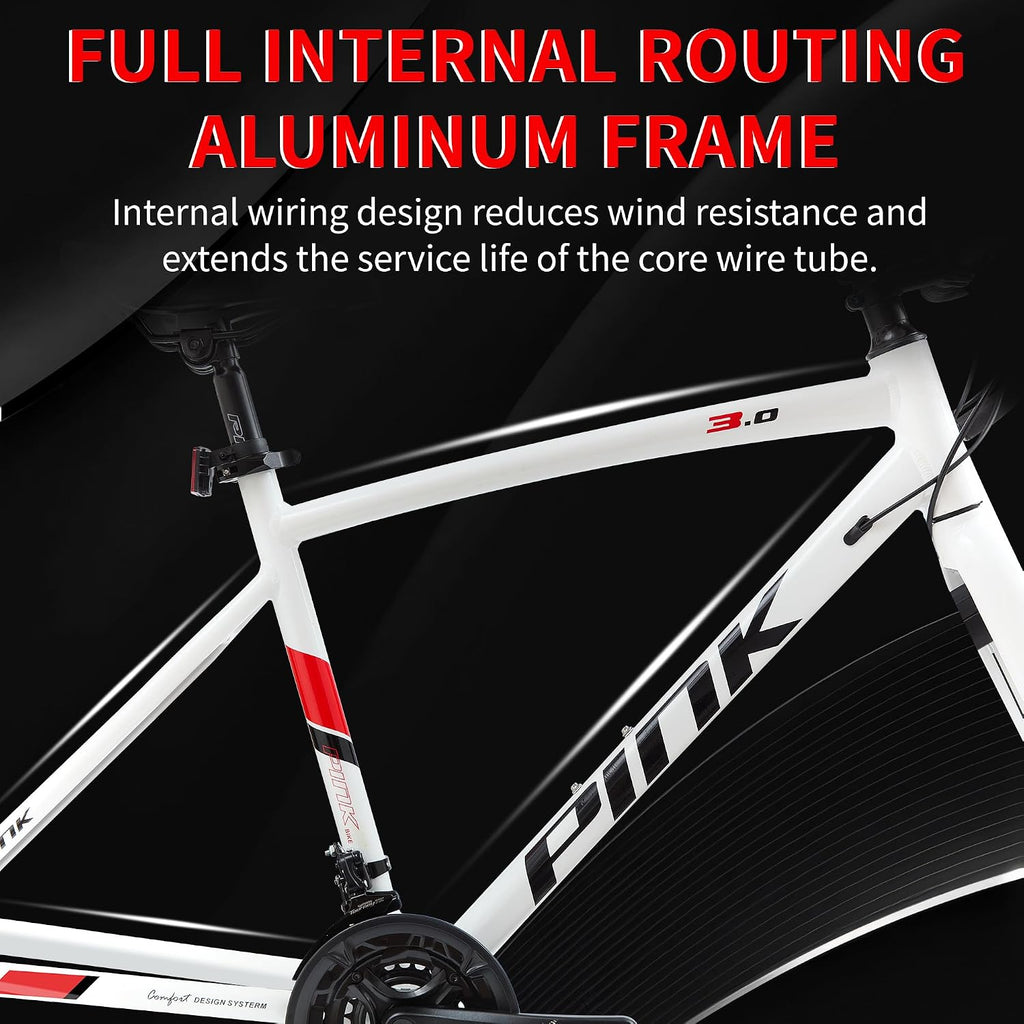 Road Bike, 700C City Commuter Bicycle, 21 Speeds Shimano Drivetrain Sport Racing Bike, Light Weight Aluminum Frame