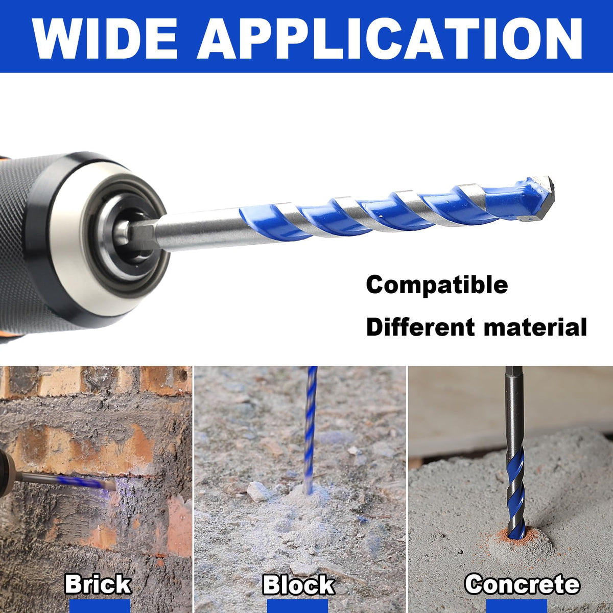 10 Pack 3/16 inch Concrete Drill Bit Set,Masonry Drill Bit Set