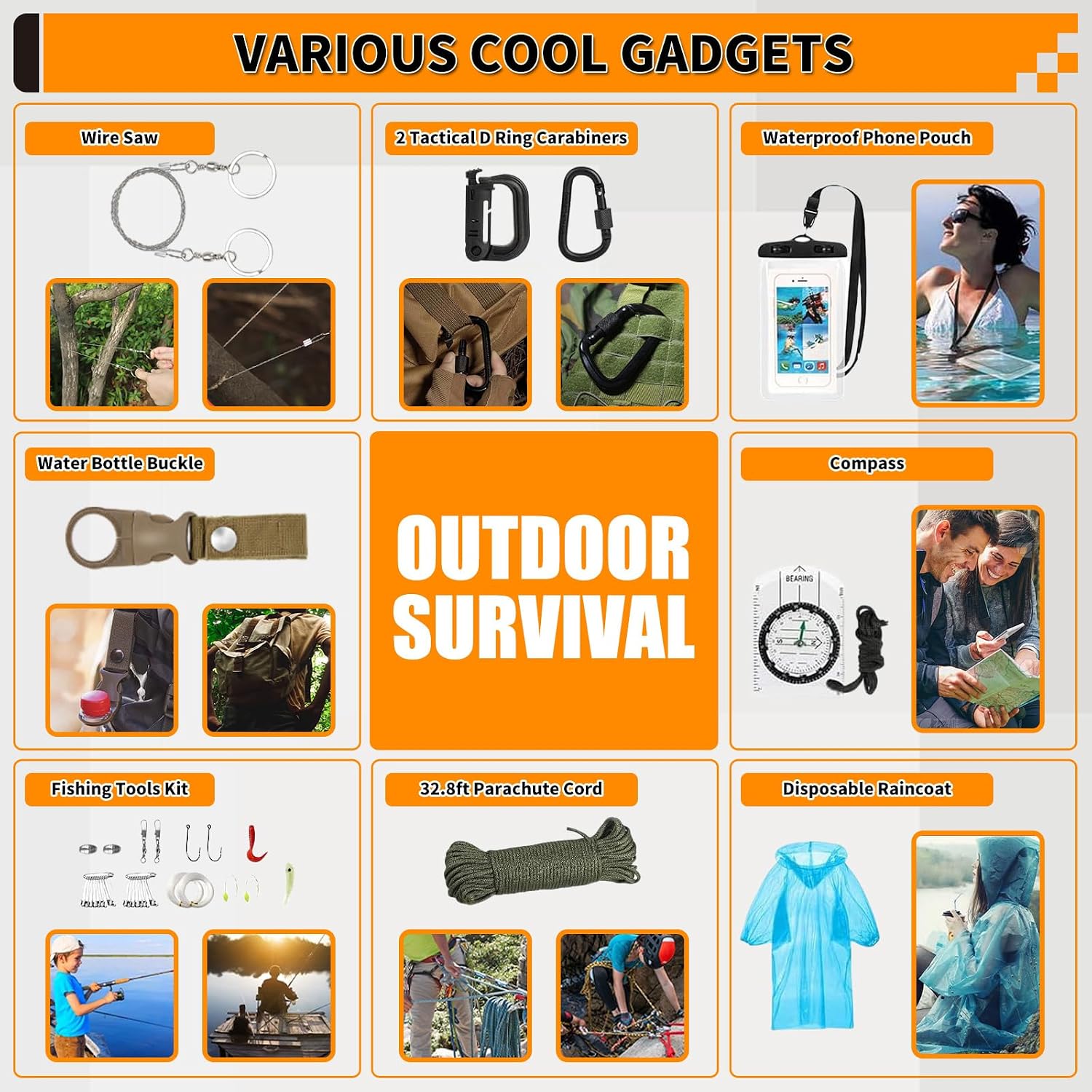 Survival Kit, Gifts for Men Women Teen Boys, 252 pcs Survival Gear and Equipment Mini First Aid Kit for Car Home