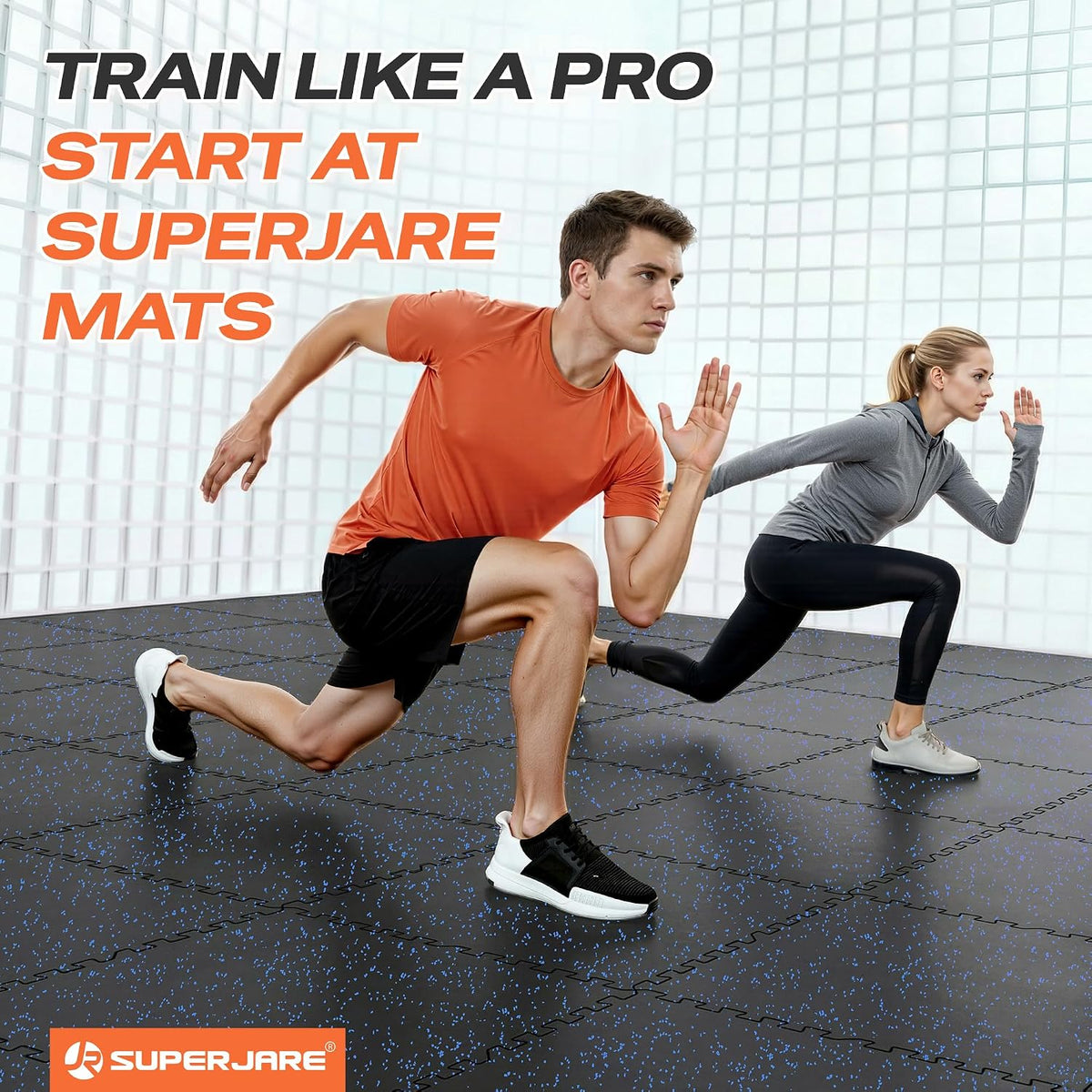 0.56'' Thick 48 Sq Ft Rubber Top Gym Flooring for Home Gym