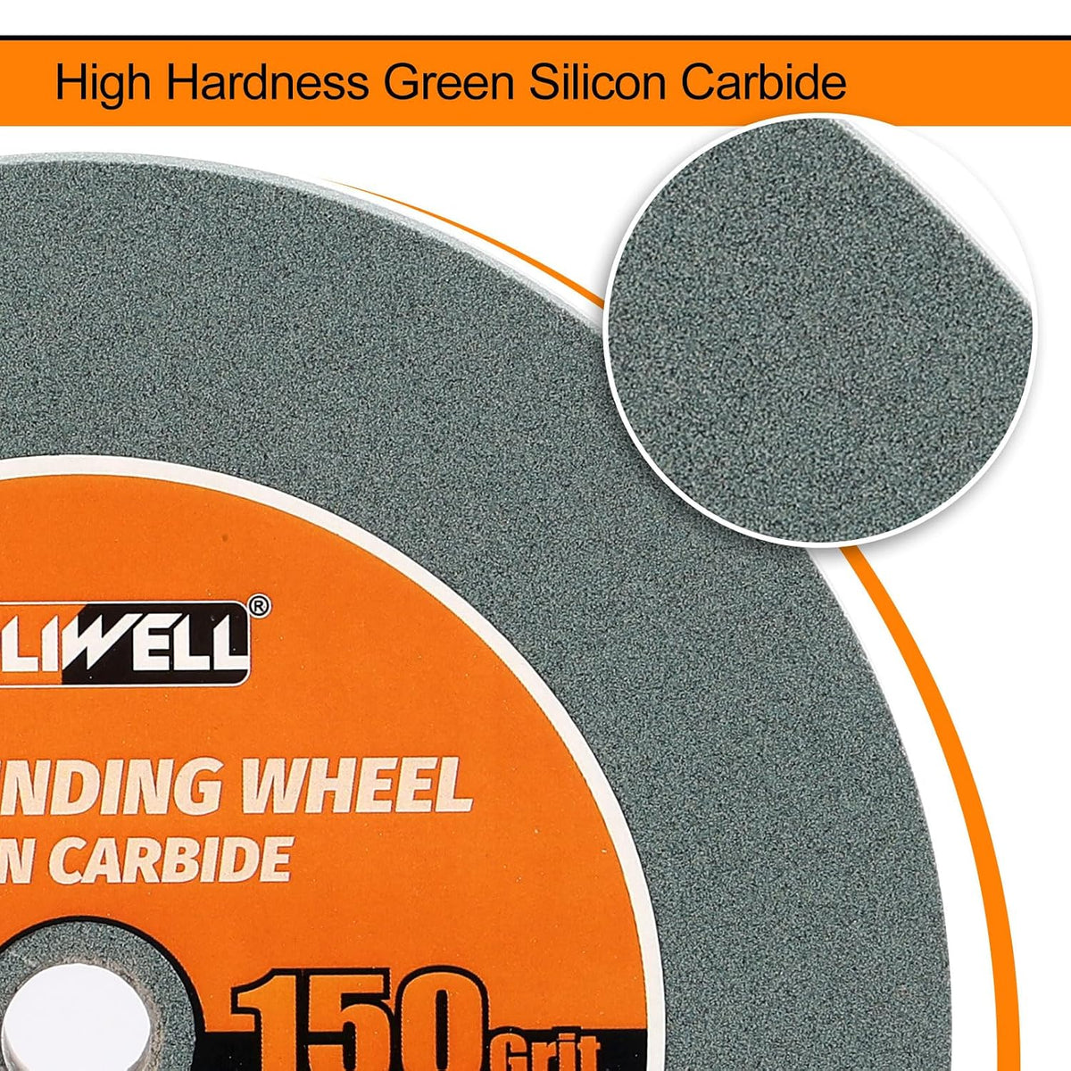 6 Inch 150 Grit Silicon Bench Grinder Wheel with 1/2'' Arbor