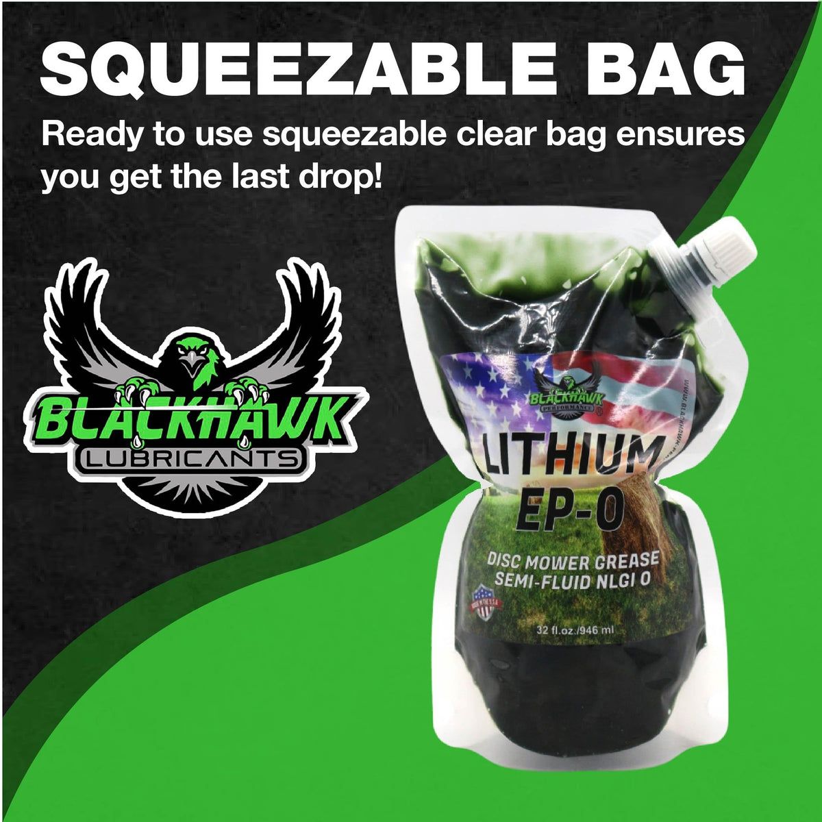 BLACKHAWK PERFORMANCE Lithium EP0 Grease, 32 oz EZ Squeeze Pouch (4pk)