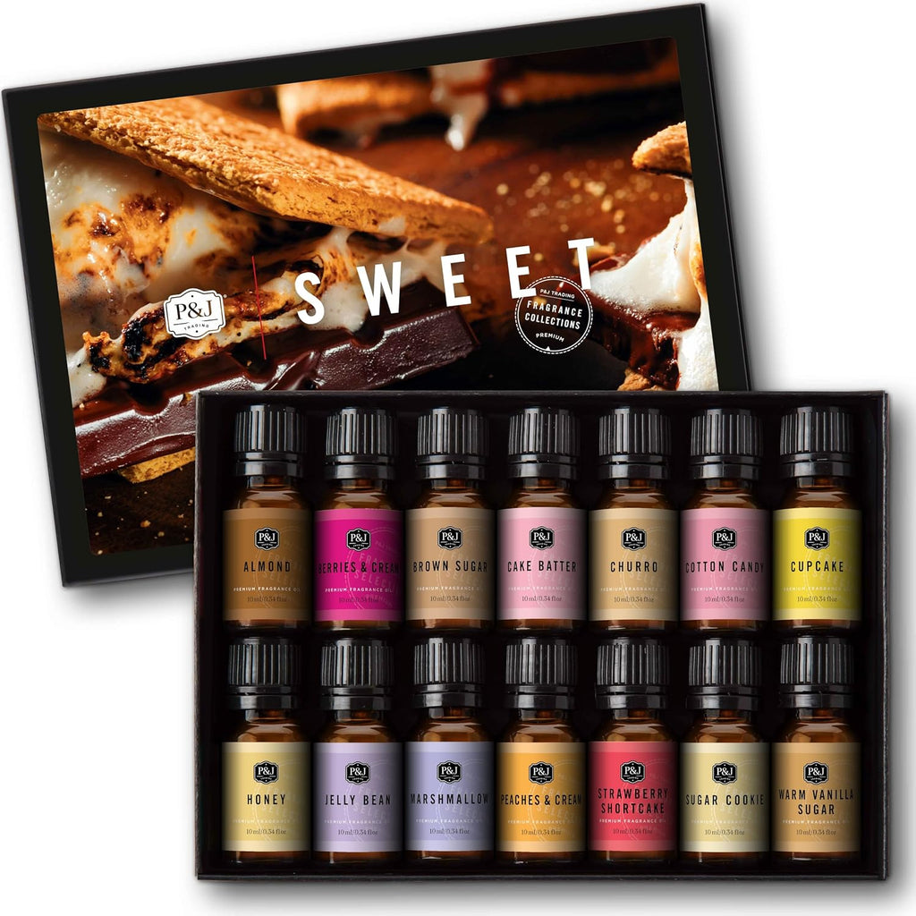 Sweet Essential Oil - 14x10ml Set, Premium Fragrance Oils for Candle Making, Diffuser, Soap, Perfume, Bath & Body