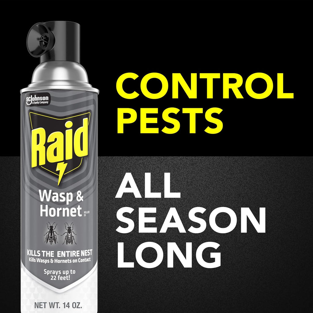 Wasp & Hornet Killer Spray, Kills the Entire Nest, for Paper Wasps, Yellow Jackets, Mud Daubers and More, 14 oz (Pack
