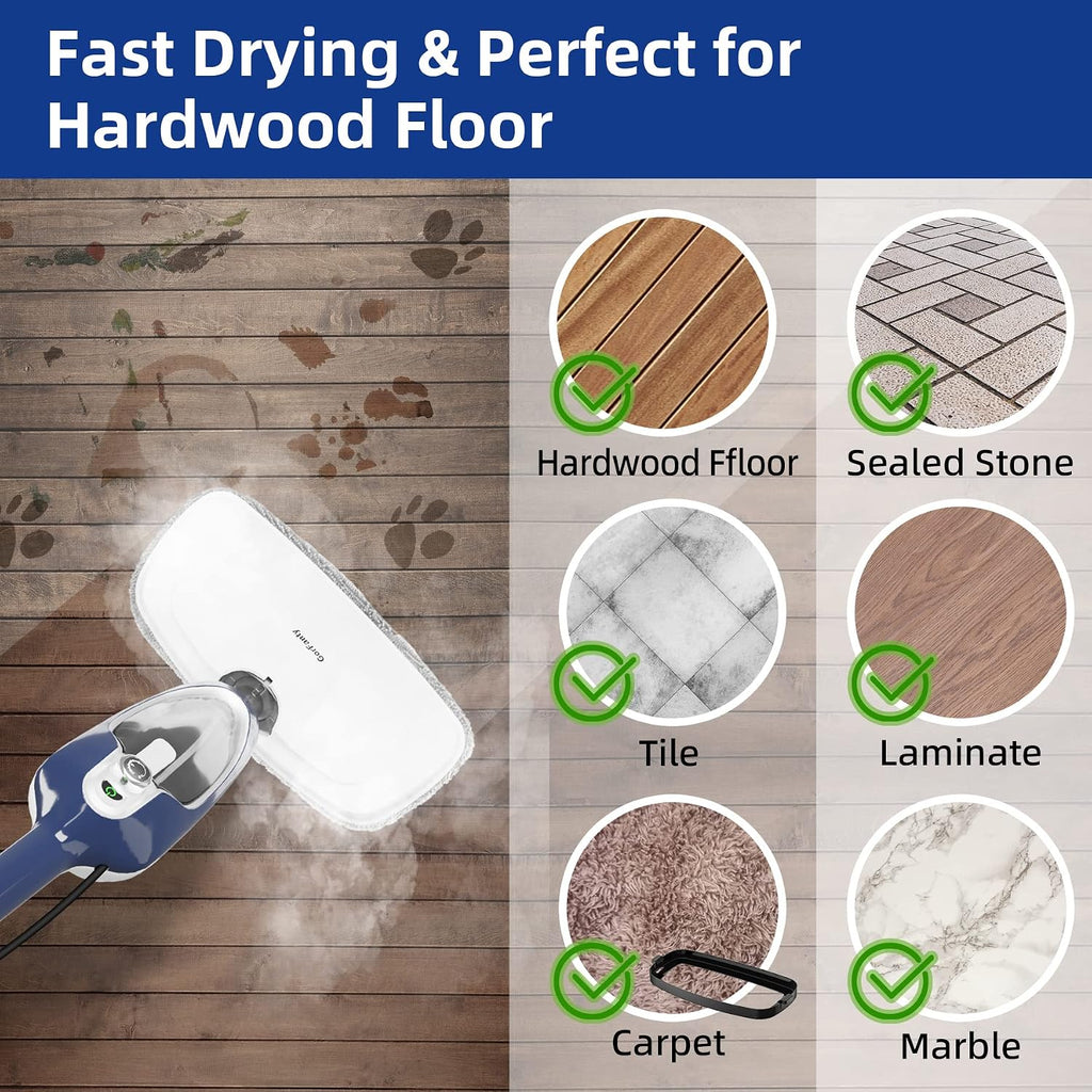 Steam Mop - 10-in-1 Floor Steamer MultiPurpose Steam Cleaner | Detachable Handheld for Hardwood/Tile/Laminate All