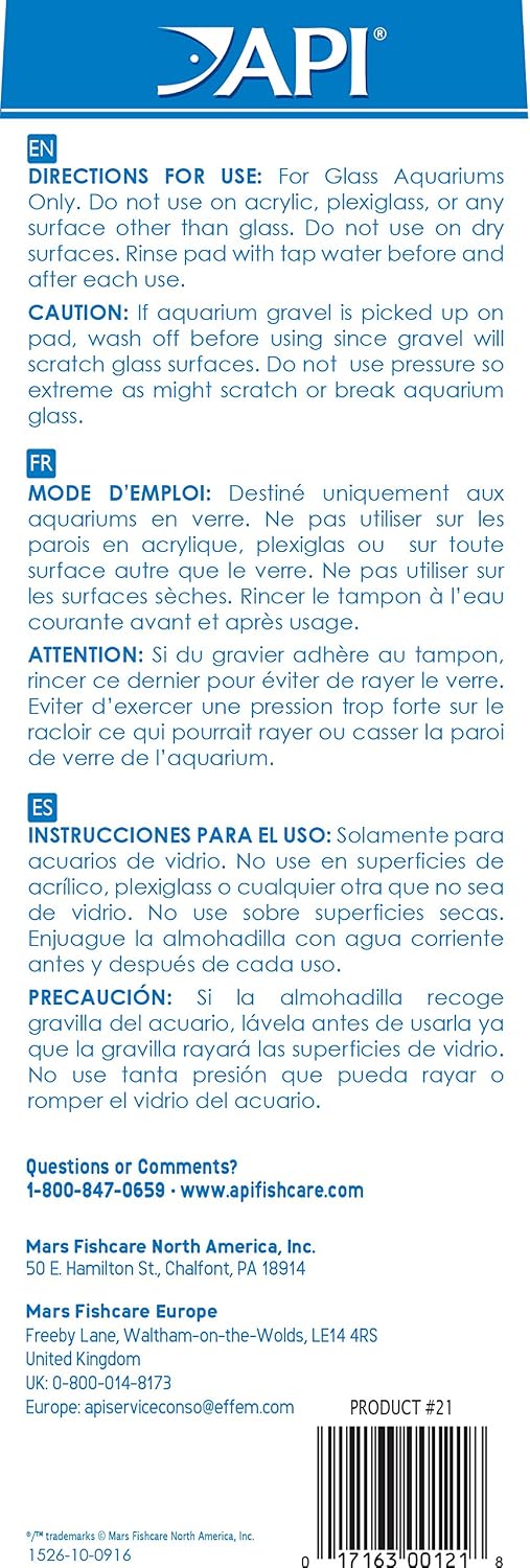 ALGAE SCRAPER For Glass Aquariums 1-Count Container