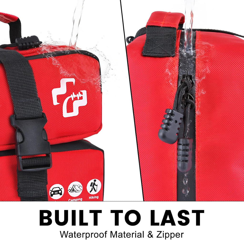 450 Piece Premium First Aid Kit, Water-Resistant Emergency Medical Kit with MOLLE System for Car, Home, Travel