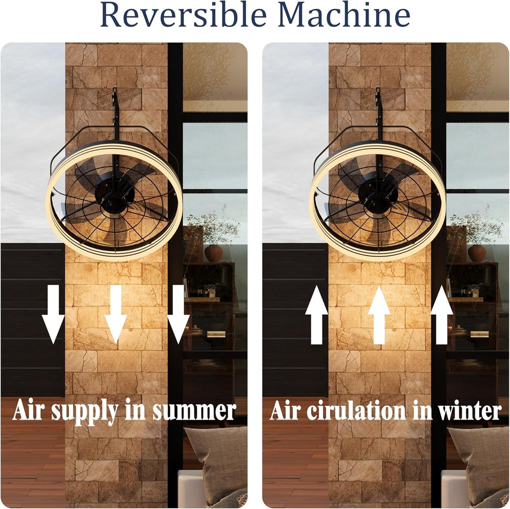 Plug In Wall Mount Fan, 20 Inch Wall Mount Fan with Light, LED Frame
