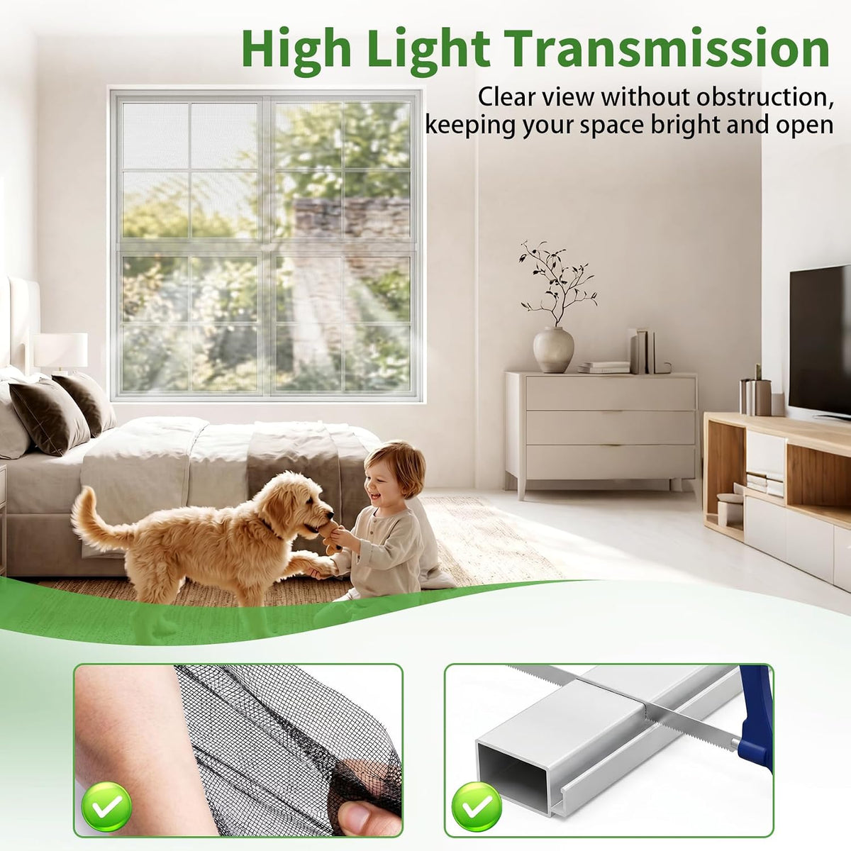 36" x 36" Window Screen Kit, 1-Pack Metal Frame Set, White