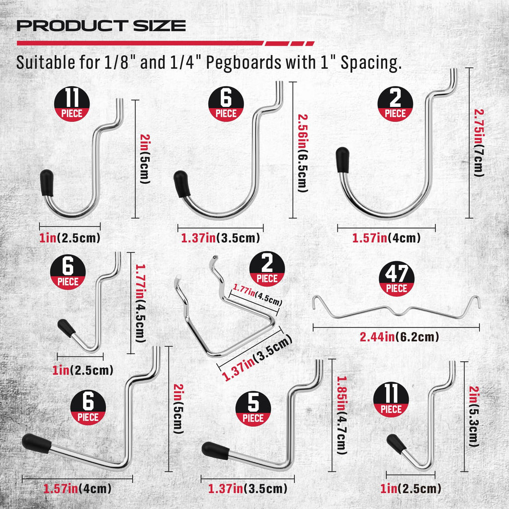 Ultimate 121-Piece Pegboard Hooks Set, Pegboard Accessories with Metal Hooks, Durable Peg Board Organizer