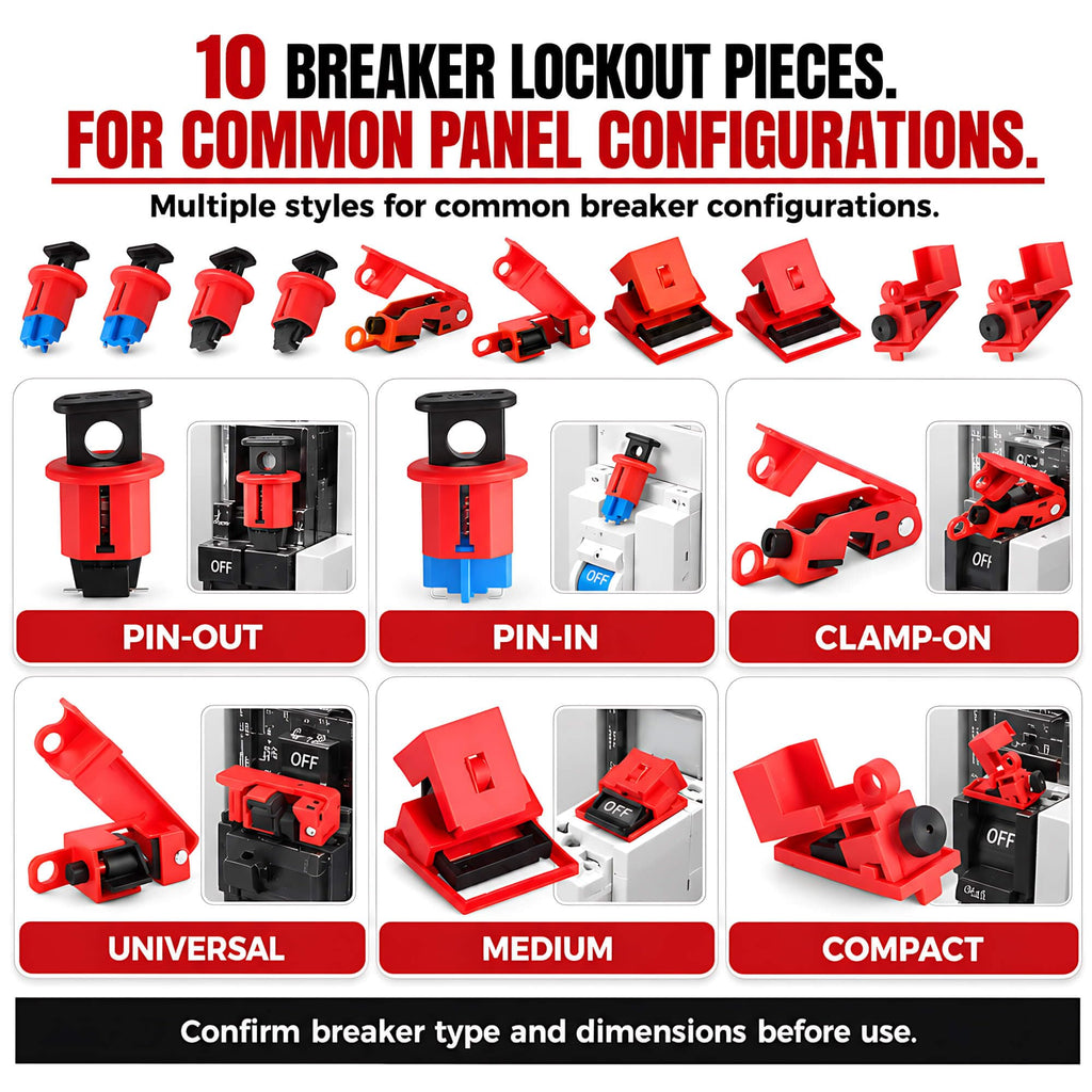 50-Piece Lockout Tagout Kit with 4 Keyed-Different Padlocks & Toolbox