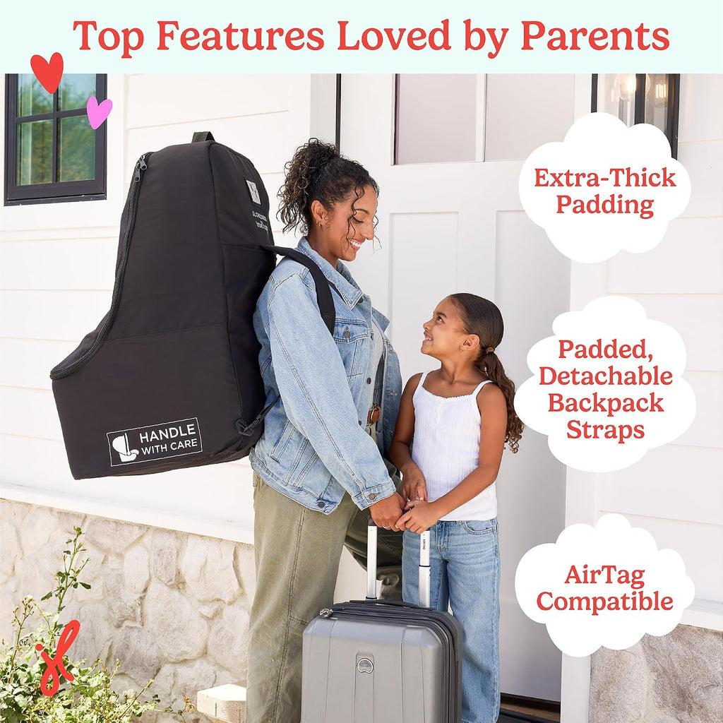 Padded Backpack Car Seat Bag - Car Seat Travel Bag for Airplane, Fits Most Baby & Infant Carriers & Bootsters